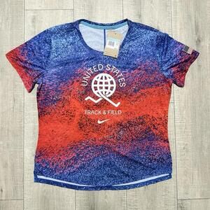 Nike USA One Track & Field Dri-Fit Running‎ Top Shirt FJ3432-635 Size Medium W